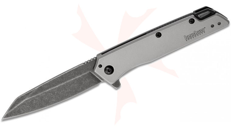 Kershaw 1365 Misdirect Frame Lock Assisted Flipper Knife 2.9 inch BlackWashed Reverse Tanto Blade, Stainless Steel Handles