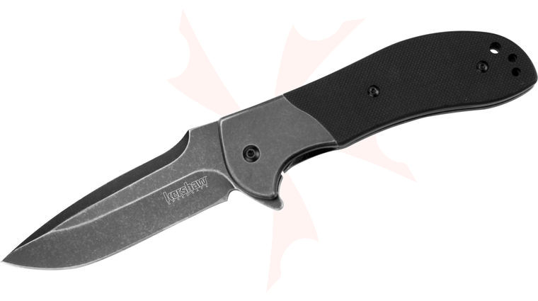 Kershaw 3890BW RJ Martin Scrambler Assisted Flipper 3.5 inch Blackwash Plain Blade, Black G10 and Stainless Steel Handles