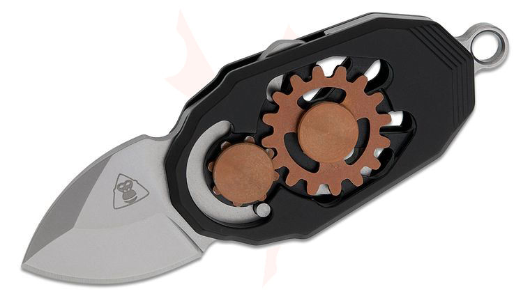 Ketuo Knife Beetle Magnetic Scale Lock Mini Folding Knife 0.9 inch M390 Satin Drop Point Blade, Black Titanium Handles with Gear Inlay, Bottle Opener, Key Ring, and Chain