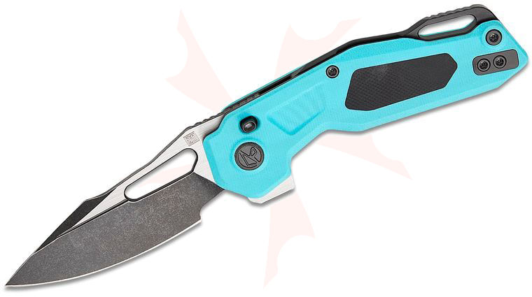 Ketuo Knife David Jin Mini Griffin Button Lock Flipper Knife 2.91 inch 14C28N Two-Tone Stonewashed Spear Point Blade, Mint Green G10 Handles with Black G10 Inlays