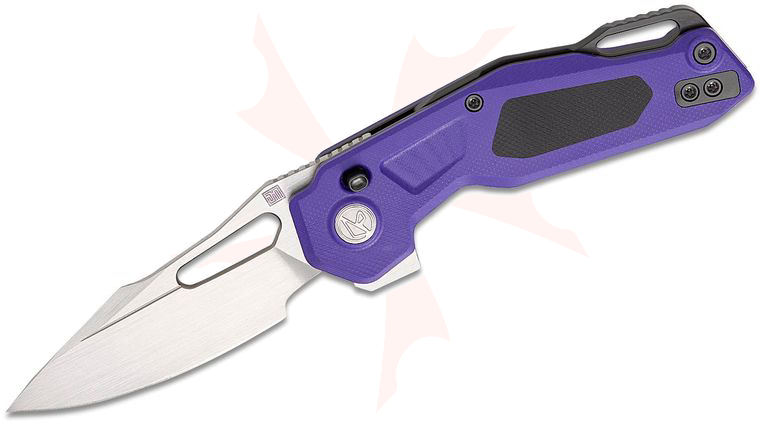 Ketuo Knife David Jin Mini Griffin Button Lock Flipper Knife 2.91 inch 14C28N Satin Spear Point Blade, Purple G10 Handles with Black G10 Inlays