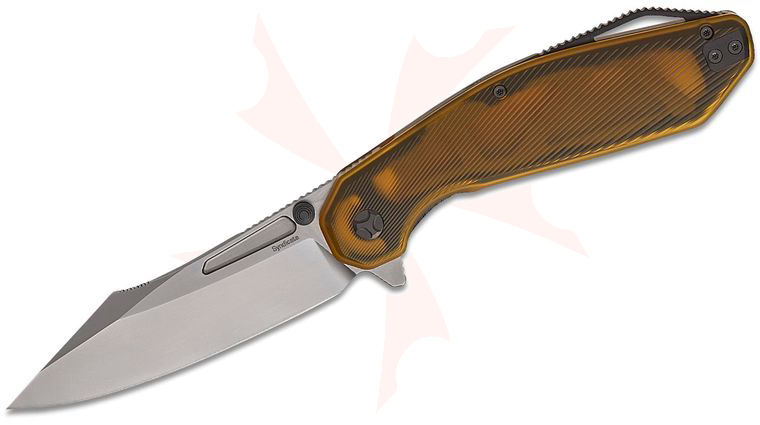 Ketuo Knife Syndicate Liner Lock Flipper Knife 3.74 inch M390 Hand-Rubbed Satin Clip Point Blade, Yellow PEI (Ultem) Handles