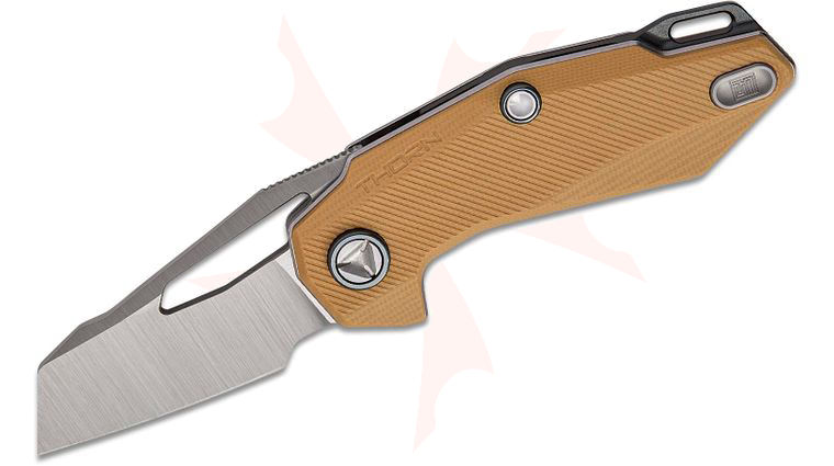 Ketuo Knife Thorn V2 Liner Lock Flipper Knife 2.05 inch 14C28N Satin Cleaver Blade, Tan G10 Handles