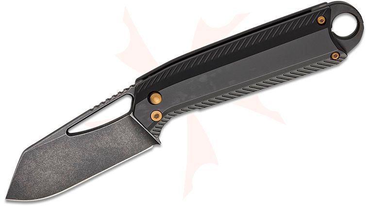 Ketuo Knife Ventr V4 Button Liner Lock Folding Knife 2.8 inch M390 Black Stonewashed Clip Point Blade, Black DLC Titanium Handles, Safety Lock