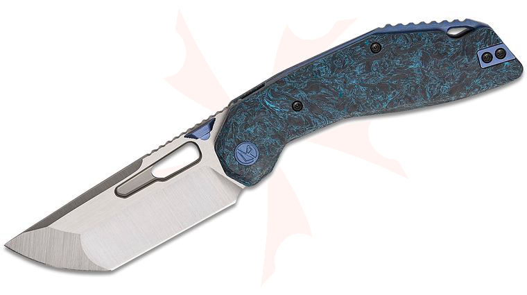 Ketuo Knife Yakuza CF Liner Lock Front Flipper Knife 3.34 inch 154CM Satin Modified Tanto Blade, Blue Marble Carbon Fiber Handles