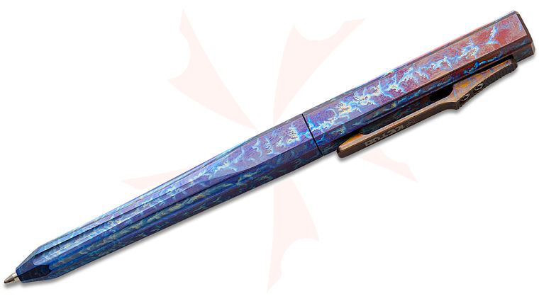 Ketuo Knife KP05/C Arch Bolt Pen 5.25 inch Overall, Entropic Anodized Titanium, Pocket Clip Actuation