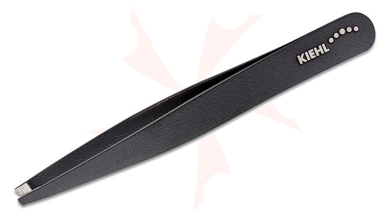 Kiehl Solingen 10cm Precision Tweezers, Teflon Black Coating, Slanted Tips