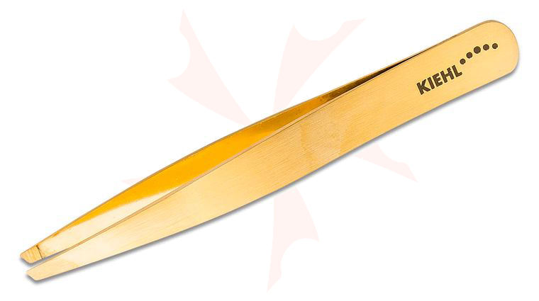 Kiehl Solingen 10cm Precision Tweezers, 24K Gold Coating, Slanted Tips