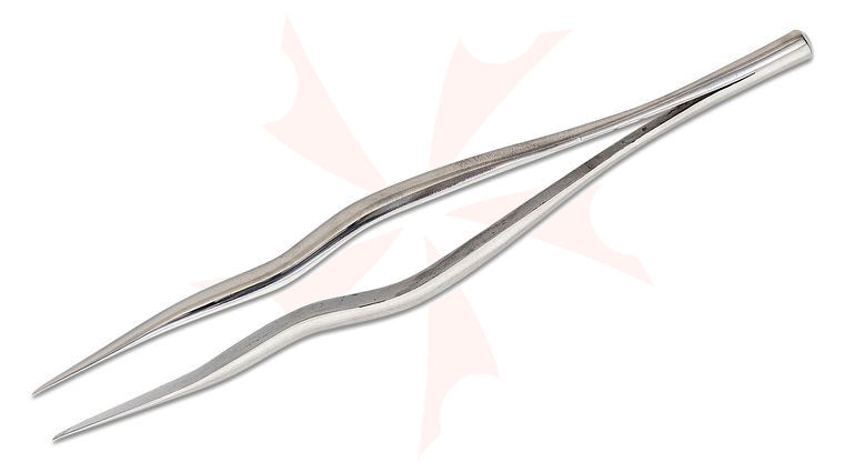 Kiehl Solingen 14cm Professional Heavy Tweezers, Polished Stainless Steel, Slanted Tips