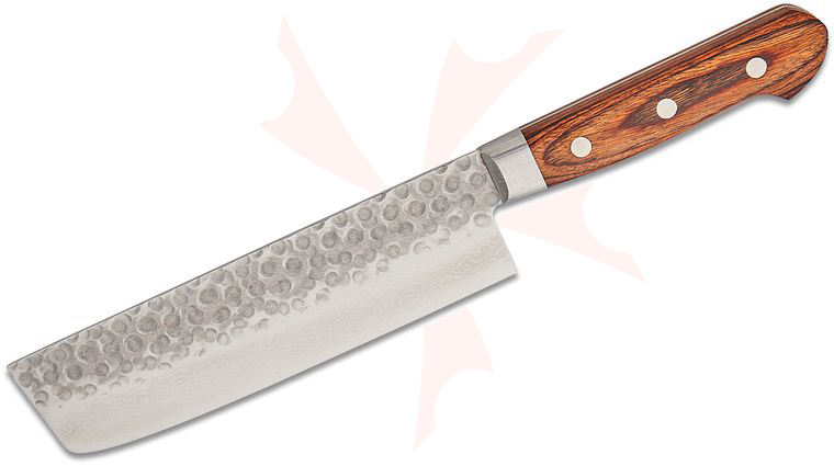 Kikuichi Warikomi VG10 Damascus Tsuchime Nakiri Knife 6.5 inch Blade