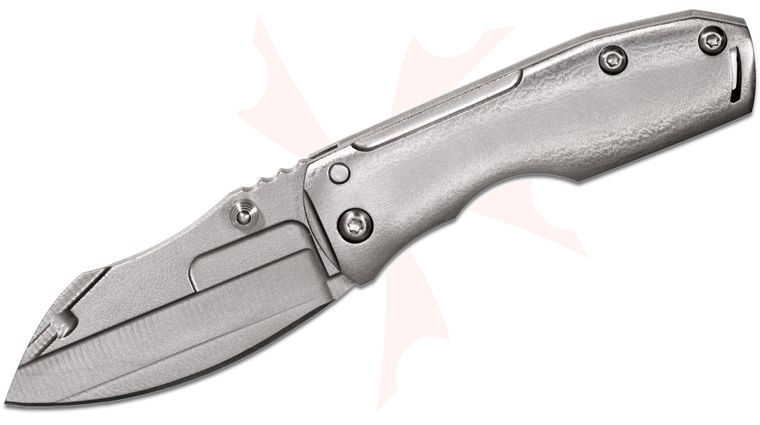 Kingdom Armory Custom All Titanium Omega #1 Folding Knife 3.125 inch Step Milled Blade, Contoured Titanium Handles