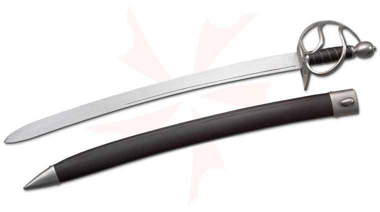 CAS Iberia Kingston Arms American Revolutionary War Hanger Sword 24.25 inch 5160 Blade, Wire Wrapped Leather Handle, Leather Wrapped Scabbard