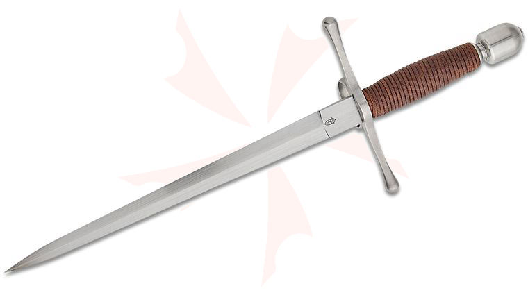 CAS Iberia Kingston Arms Main Gauche Dagger 11 inch High Carbon Steel Blade, Cord Wrapped Handle, Leather Wrapped Scabbard