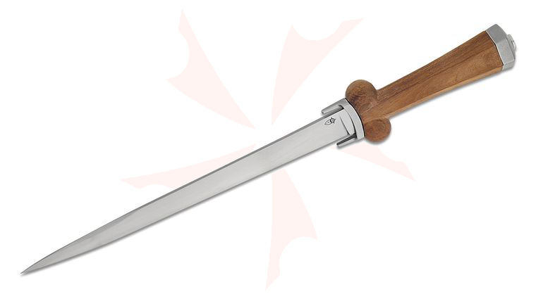 CAS Iberia Kingston Arms Scottish Bollock Dagger 10.25 inch 1566 Carbon Steel Blade, Hexagonal Wooden Handle, Leather Sheath