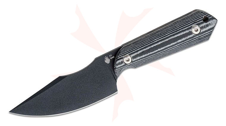 Kizer Cutlery 1040 Maverick Customs Harpoon Fixed Blade Knife 3.875 inch Black D2 Harpoon Blade, Black Micarta Handles and Kydex Sheath