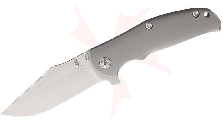 Kizer Cutlery Ki3468 Ray Laconico Mini Intrepid Flipper 2.99 inch M390 Satin Blade, Titanium Handles