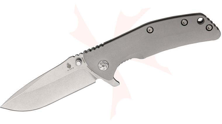 Kizer Cutlery Ki3404A3 Activ Bantam Flipper 3 inch S35VN Stonewashed Blade, Matte Titanium Handles