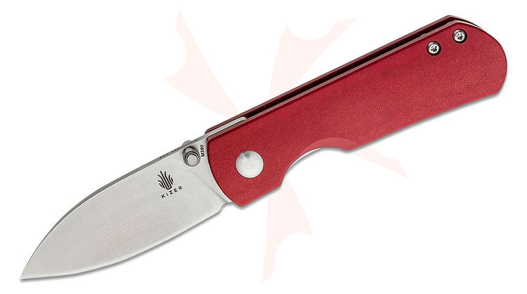 Kizer Cutlery Ki3525S1 Ray Laconico Yorkie Folding Knife 2.5 inch M390 Satin Blade, Red Micarta Handles