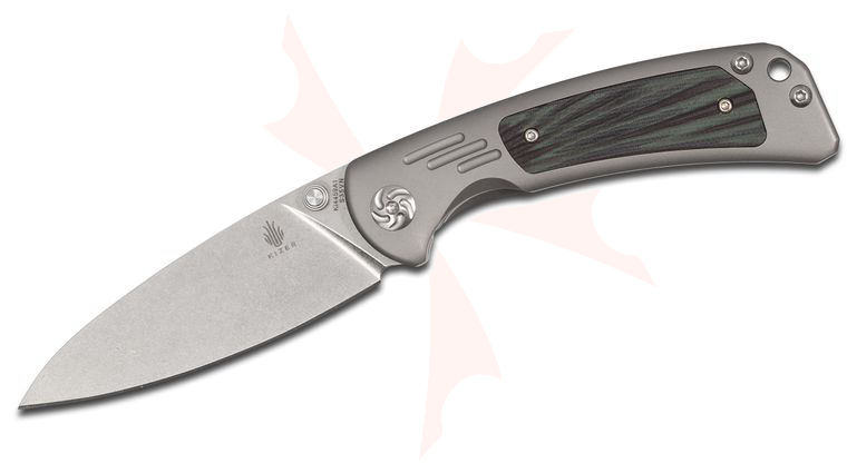 Kizer Cutlery Ki4459A1 Corto Folding Knife 3.44 inch S35VN Drop Point Blade, Titanium Handles with Green/Black G10 Inlays