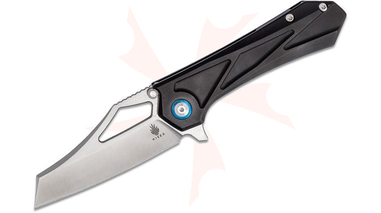 Kizer Cutlery Ki4529 Azo Maestro Flipper Knife 3.625 inch S35VN Satin Blade, Black Titanium Handles with Carbon Fiber Inlay