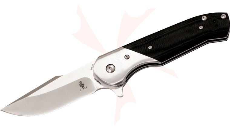 Kizer Cutlery Vanguard V4467A1 Matt Degnan Kane Flipper 3.5 inch VG10 Blade, Black G10 Handles with Stainless Steel Bolsters