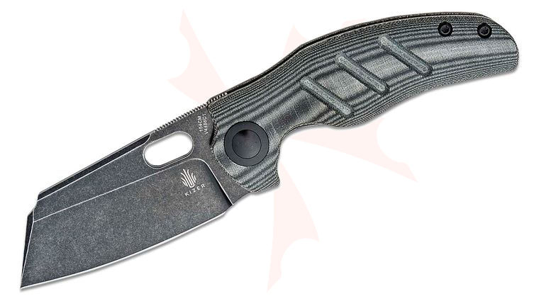 Kizer Cutlery Vanguard Sheepdog C01C Folding Knife 3.3 inch 154CM Black Stonewashed Blade, Black Micarta Handles