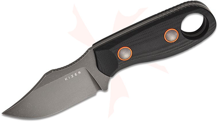 Kizer Cutlery Beaver 2 Fixed Blade Knife 2.75 inch D2 Gray Stonewashed Clip Point Blade, Black G10 Handles, Kydex Sheath