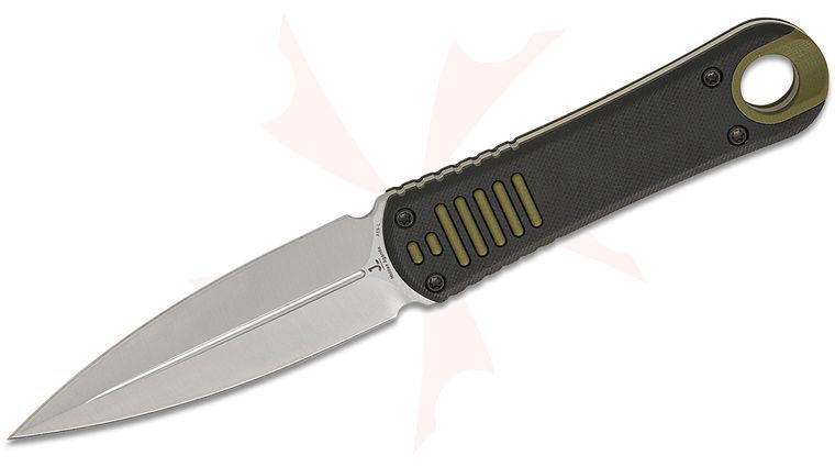 Kizer Cutlery Justin Lundquist Hidden Agenda Fixed Blade Knife 3.5 inch AEB-L Satin Spear Point Blade, Black G10 Handles with Green G10 Inlays, Kydex Sheath