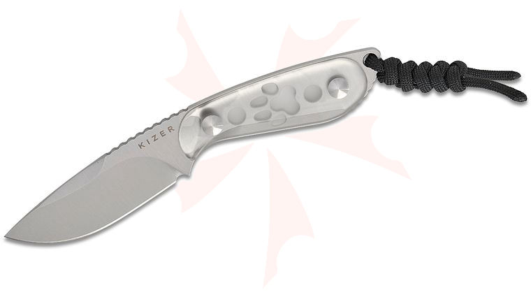 Kizer Cutlery Maksim Epifantsev ICE BUDDY Fixed Blade Knife 3 inch AEB-L Satin Drop Point Blade, Clear Acrylic Handles, Kydex Sheath