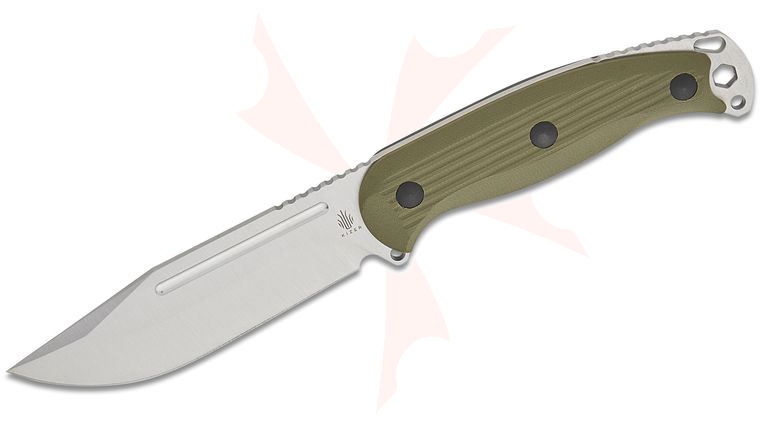 Kizer Cutlery Maksim Epifantsev Ursa Major Fixed Blade Knife 4.45 inch AEB-L Satin Clip Point Blade, OD Green G10 Handles, Kydex Sheath