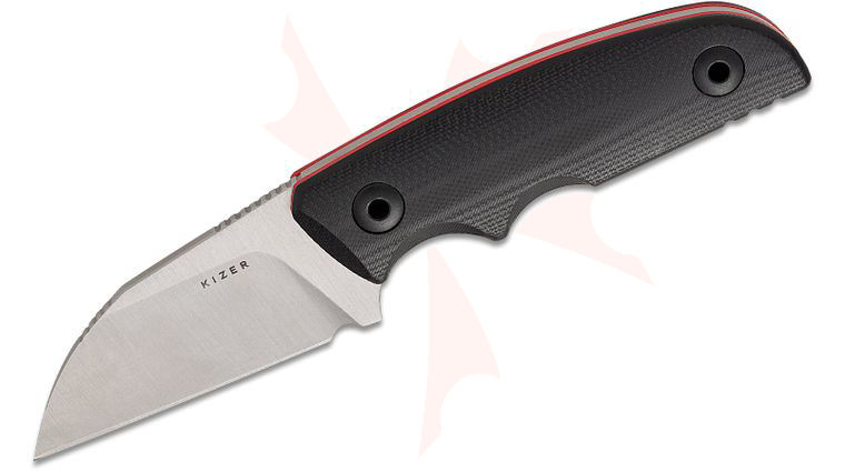 Kizer Cutlery Kornel Kiss Snick Fixed Blade Knife 2.68 inch AEB-L Satin Sheepsfoot Blade, Black G10 Handles, Kydex Sheath