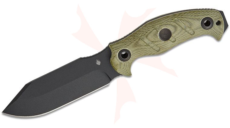 Kizer Cutlery Chris Conaway Sheepdog Survival Fixed Blade Knife 5.28 inch 1095 Black Clip Point Blade, Green Micarta Handles, Kydex Sheath