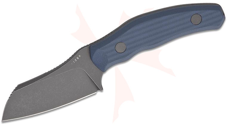 Kizer Cutlery O. SHO Bulldog Fix Fixed Blade Knife 2.97 inch 14C28N Gray Stonewashed Sheepsfoot Blade, Gray G10 Handles, Kydex Sheath
