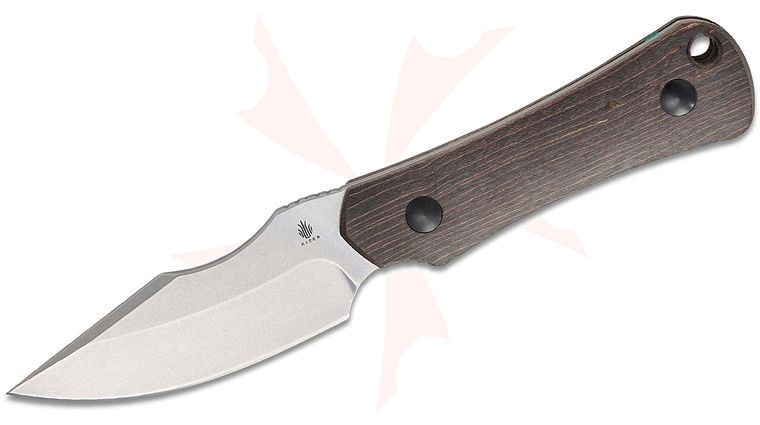 Kizer Cutlery Maverick Customs Bone Fixed Blade Knife 3.23 inch AEB-L Satin Drop Point Blade, Stabilized Wood Handles, Kydex Sheath