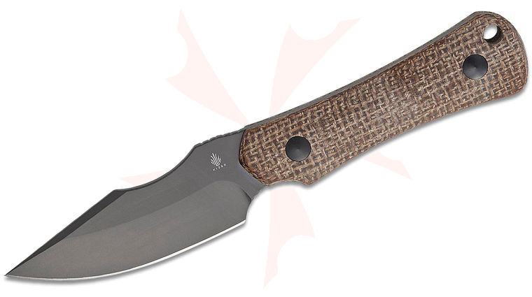 Kizer Cutlery Maverick Customs Bone Fixed Blade Knife 3.23 inch CPM-3V Matte DLC Ultra Drop Point Blade, Brown Norplex UltreX Micarta Handles, Kydex Sheath
