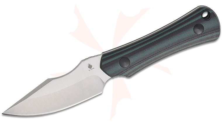 Kizer Cutlery Maverick Customs Bone Fixed Blade Knife 3.23 inch AEB-L Satin Drop Point Blade, Black & Green G10 Handles, Kydex Sheath