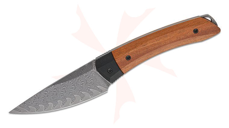 Kizer Cutlery Vladimir Legachev Momo Fix 3 Fixed Blade Knife 3.2 inch Takefu VG-10 Damascus Drop Point Blade, Mkuruti Wood Handles with Black G10 Bolsters, Kydex Sheath