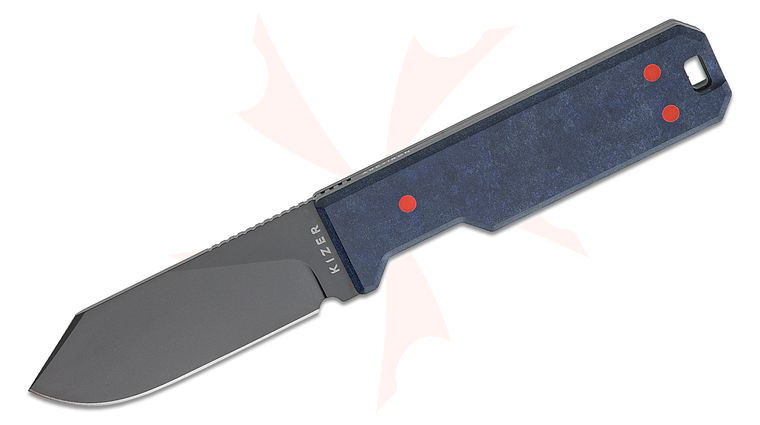 Kizer Cutlery Jordan Scolman Abrams Fixed Blade Knife 3.12 inch CPM-3V Matte DLC Ultra Spey Point Blade, Blue Richlite Handles with GITD Carbon Waves Inlays, Kydex Sheath