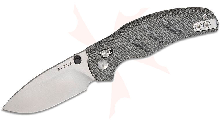 Kizer Cutlery Sheepdog Knives Chris Conaway C01C 2.9 CD Clutch Lock Folding Knife 2.95 inch Elmax Satin Drop Point Blade, Black Norplex UltreX Micarta Handles, Reversible Clip