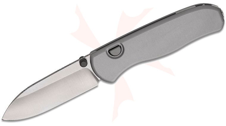 Kizer Cutlery Azo Drop Bear Zero Button Liner Lock Folding Knife 3.1 inch M390 Satin Ultra Drop Point Blade, Light Gray Aluminum Handles, Reversible Bayonet Clip