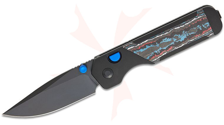 Kizer Cutlery Jonathan Styles Militaw 315 Button Liner Lock Folding Knife 3.1 inch M390 Matte Black DLC Ultra Drop Point Blade, Black Aluminum Handles with KwikSwap Nebula FatCarbon Inlays