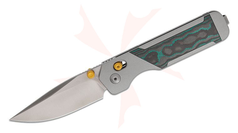 Kizer Cutlery Jonathan Styles Militaw 315 Clutch Lock Folding Knife 3.1 inch Elmax Satin Drop Point Blade, Gray Aluminum Handles with KwikSwap Shipwreck CamoCarbon Inlays