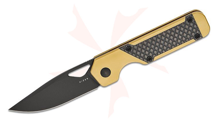 Kizer Cutlery Jonathan Styles Mini Militaw Frame Lock Front Flipper Knife 2.82 inch S45VN Black Drop Point Blade, Contoured Titanium Handles with Zalium Inlays