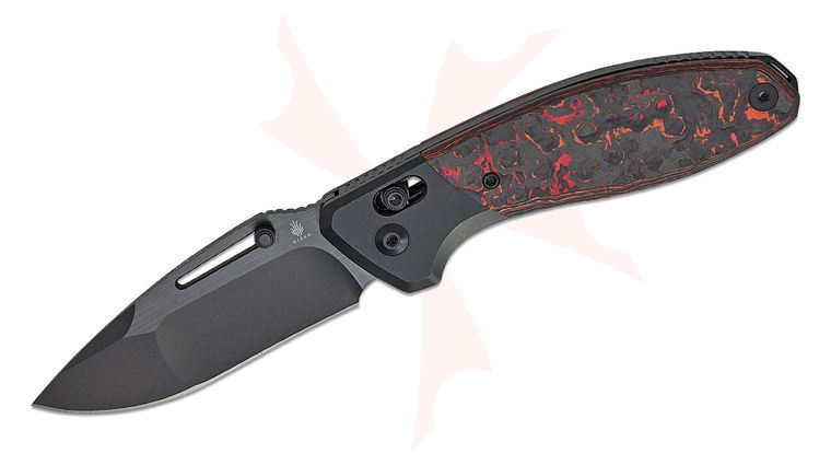 Kizer Cutlery O. SHO Bulli Clutch Lock Folding Knife 3.33 inch S45VN Black DLC-Ultra Compound Drop Point Blade, Mars Valley FatCarbon Handles with Black Titanium Bolsters, Reversible Clip