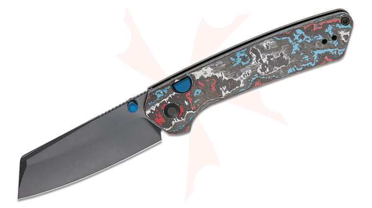 Kizer Cutlery Matteo Pignatelli Madrac Button Liner Lock Folding Knife 3.05 inch S45VN Matte DLC Ultra Reverse Tanto Blade, Nebula FatCarbon Handles, Reversible Clip