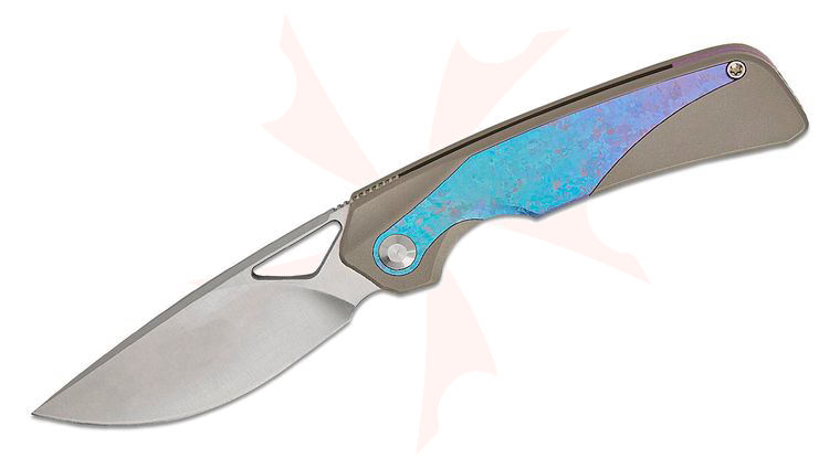 Kizer Cutlery Jonathan Styles Topsail Frame Lock Front Flipper Knife 3.1 inch S45VN Satin Drop Point Blade, Gray Titanium Handles with Crystallized Titanium Inlays