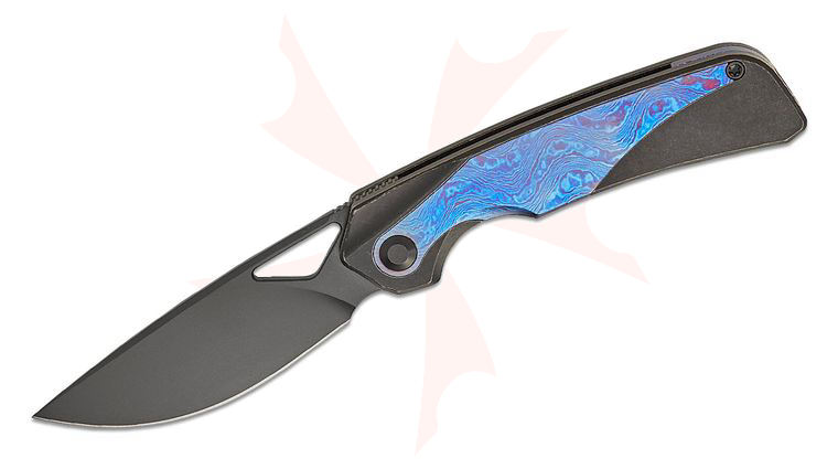Kizer Cutlery Jonathan Styles Topsail Frame Lock Front Flipper Knife 3.1 inch S45VN Matte Black DLC-Ultra Drop Point Blade, Black Titanium Handles with Timascus Inlays