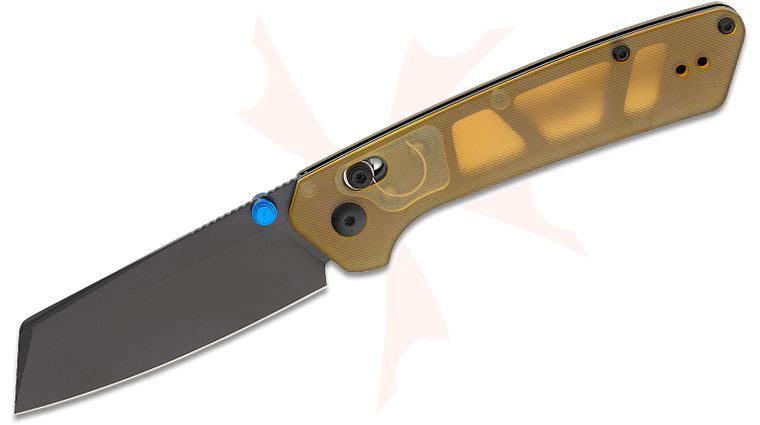 Kizer Cutlery Matteo Pignatelli Madrac CL AirTi Clutch Lock Folding Knife 3.06 inch M390 Matte DLC Ultra Reverse Tanto Blade, Yellow Ultem Handles, Reversible Clip