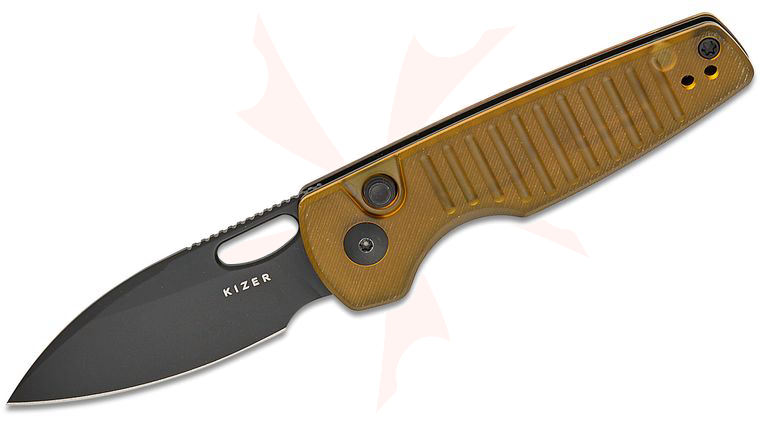 Kizer Cutlery Vanguard Johan Jordaan Parakeet Folding Knife 2.46 inch Nitro-V Black PVD Drop Point Blade, Milled Ultem (PEI) Handles