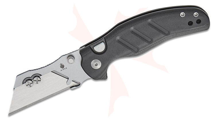 Kizer Cutlery Vanguard Sheepdog C01C Uti 1 Button Liner Lock Folding Knife 2.78 inch Bead Blasted Replaceable Razor Blade, Black G10 Handles with Toothpick and Tweezers, Reversible Clip